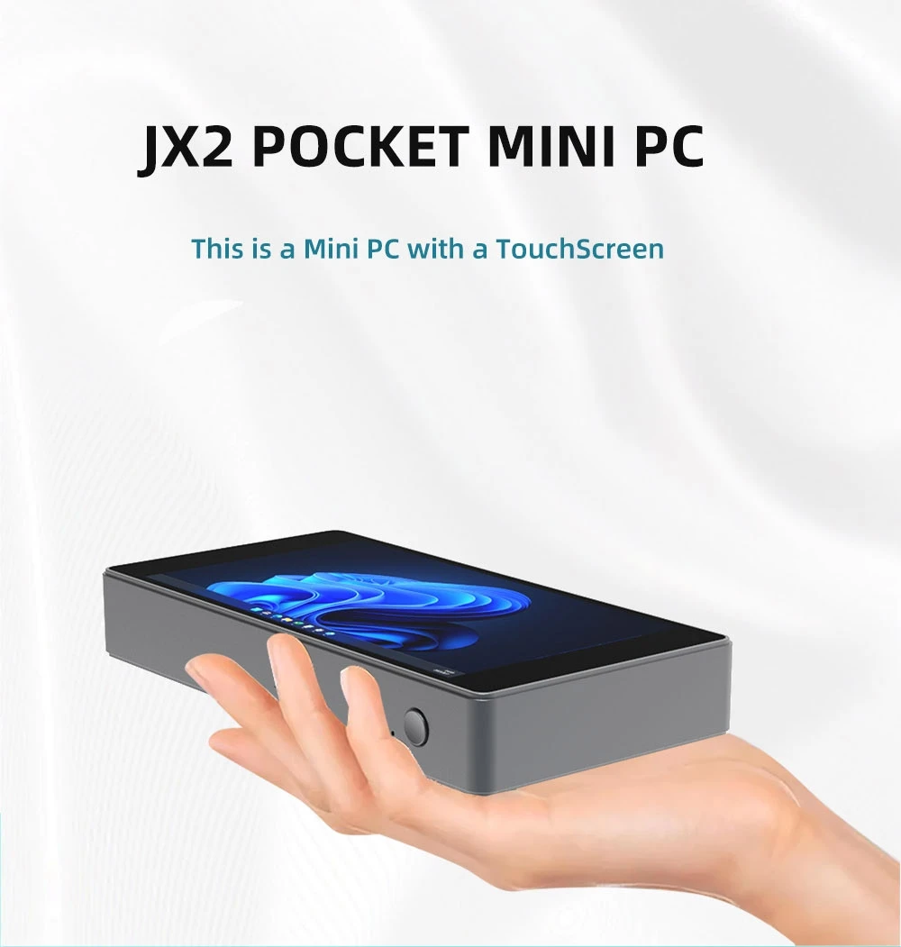 Meenhong JX2 Pocket Mini PC, 5.7 inch Touchscreen,1920x1080 FHD, Intel N5105 4 Cores Up to 2.9GHz, 8GB DDR4 RAM 256GB SSD, HDMI+Type-C 4K@60Hz Dual Screen Display, Dual-band WiFi 6 Bluetooth 5.2, 1*Rj45 1*HD 3*USB3.0 - EU