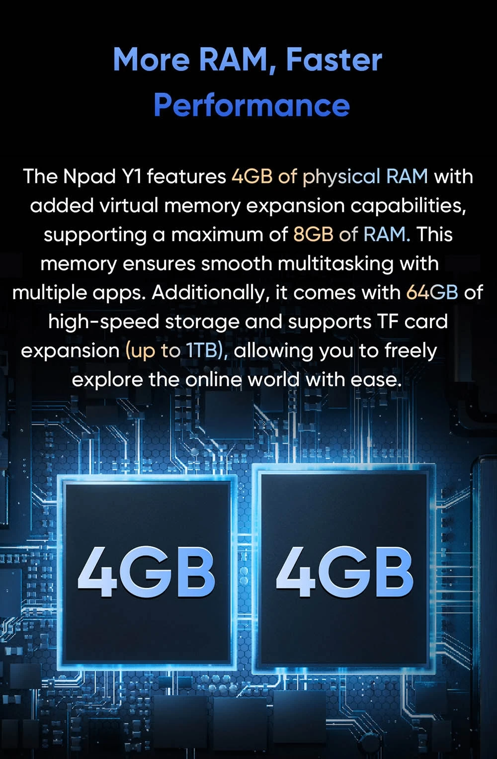 N-ένα Npad Y1 10.1-ιντσών Tablet, 1280x800 HD IPS οθόνη αφής, Rockchip 3562, Android 13, 4GB + 4GB RAM 64GB ROM