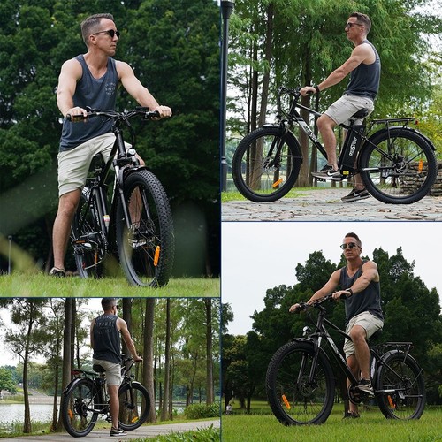 ONESPORT OT13 Electric Bike, 26*3 inch Fat Tires, 350W Motor, 48V15Ah Battery, 25km/h Max Speed 100km Max Range