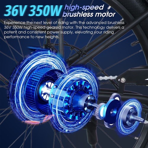 ONESPORT OT18 Electric Bike, 26*2.35 inch Tires 350W Motor 36V14.4Ah Battery 25km/h Max Speed - Black