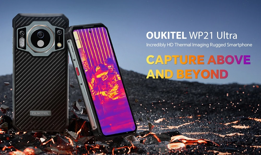 Oukitel WP21 Ultra Thermal Imaging Rugged Smartphone, 12GB+256GB, 20MP Front Camera+64MP Rear Camera, 9800mAh Battery, 66W Fast Charging, 6.78 inch FHD+ Display, Android 12, Fingerprint Unlock