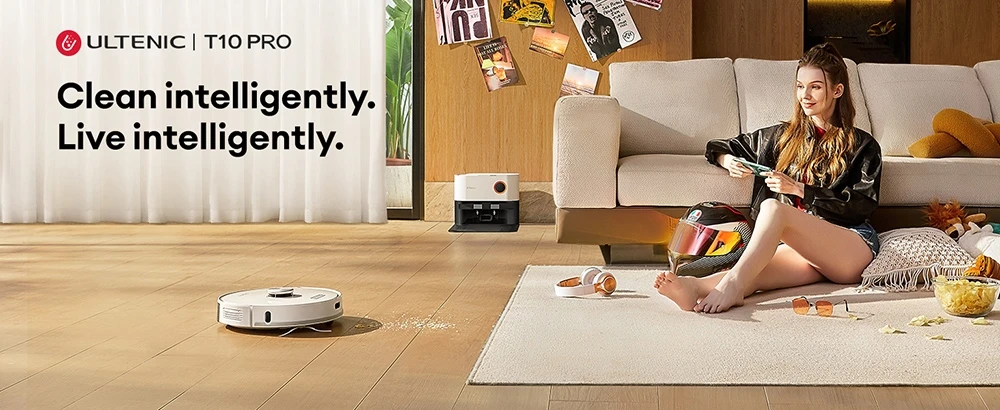 Ultenic T10 Pro Robot Vacuum Cleaner with Self Emptying Station, 4000Pa Suction, Dual SpinPower Mopping, 3.3L Dustbag, Lidar Navigation, Carpet Boost, 5200mAh Battery, Max 200 Mins Runtime, APP/Voice Control