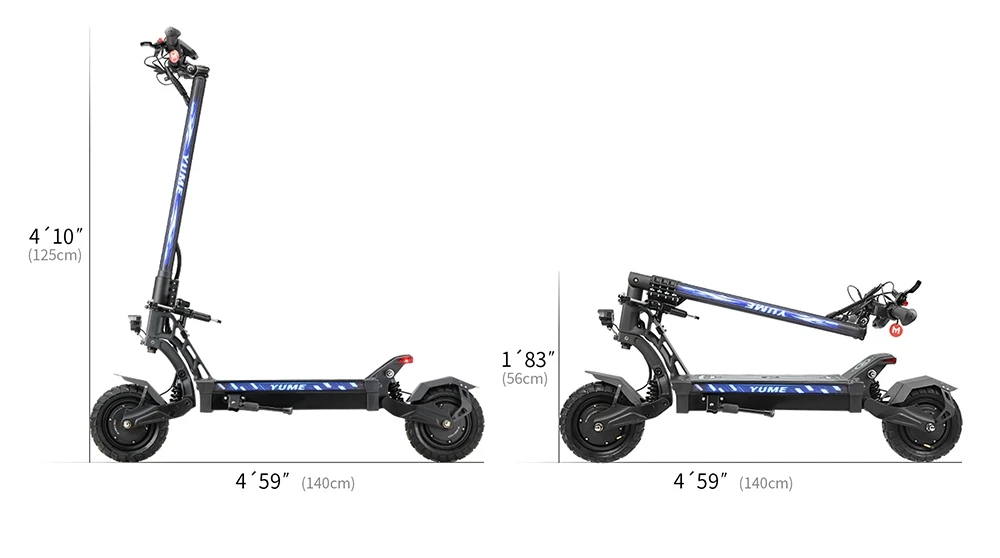 YUME HAWK Electric Scooter, 10x3.15" Tubeless All-terrain Tires 1200W*2 Motor 60V 22.5Ah Battery 43mph Max Speed 43miles Max Range Hydraulic Disc Brake 126kg Max Load APP Control