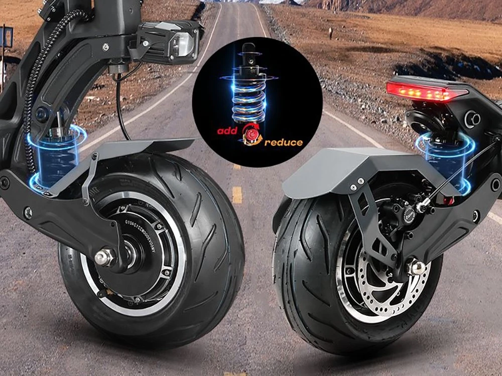 YUME HAWK Pro Electric Scooter, 10x4.5" Tubeless Road Tires 3000W*2 Motor 60V 30Ah Battery 50mph Max Speed 60miles Max Range 3 Gears Shift System Disc Brake Adjustable Hydraulic Suspension NFC APP Control