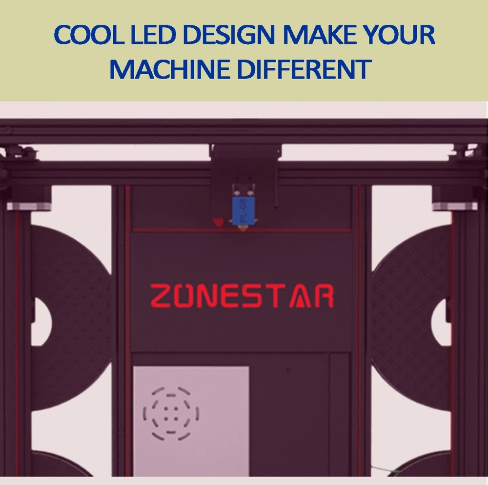 Zonestar Z9V5MK6 4 Extruders 3D Printer, 4 in 1 out Color-Mixing, Auto Leveling, 32Bit Mainboard, 4.3 inch LCD Screen, Open Source, 300*300*400mm