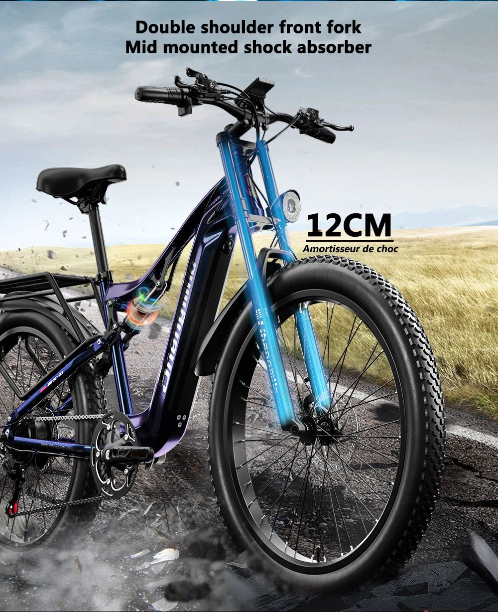 2023 Novi Shengmilo MX03 Električni brdski bicikl 26*3.0 inča Fat Tire 500W Bafang motor 40km/h Maksimalna brzina 48V 15Ah Baterija 180kg Opterećenje SHIMANO 7-brzinski mjenjač Dvostruka hidraulička disk kočnica