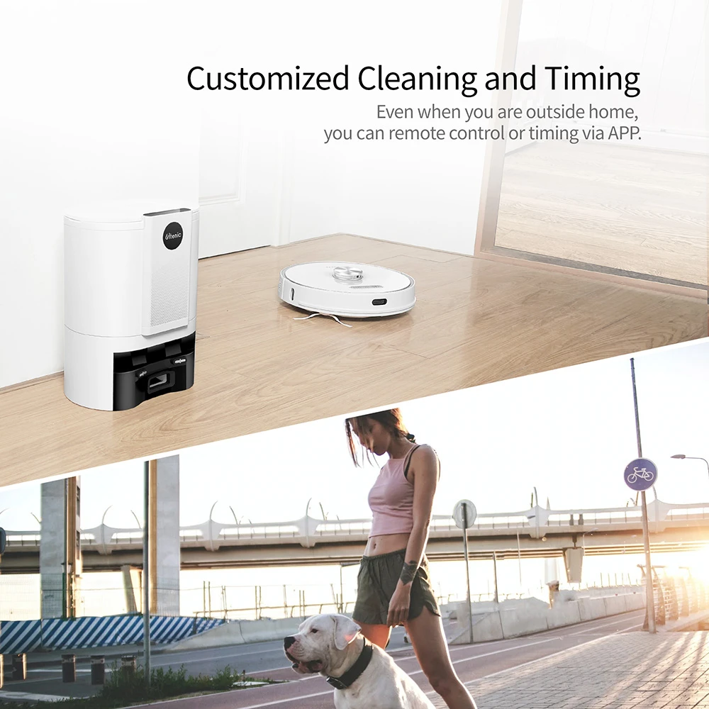 Ultenic T10 Robot Vacuum Cleaner with Self-Emptying Station 3000pa Suction 2-in-1 Vacuuming and Mopping LDS Navigation Automatic Carpet Boost 280Mins Run Time APP Alexa & Google Home Control - White