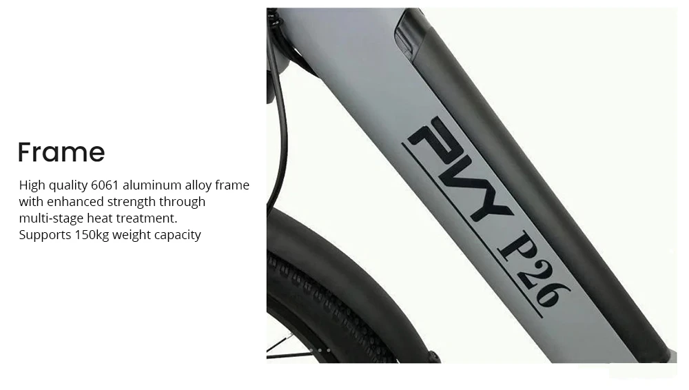 PVY P26 Electric Bike, 27.5-inch Tires 750W Motor 48V 11.6AH Battery 100km Max Range Hydraulic Brake Shimano 7-Speed Backlit LCD Display