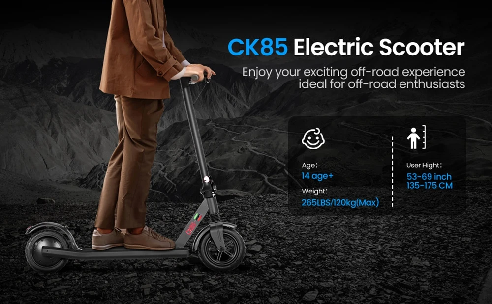 AILIFE CK85 Foldable Electric Scooter, ‎8.5-Inch Tire 350W Motor 36V 10Ah Battery 25km/h Max Speed 25km Range Electronic Brake & Disc Brake
