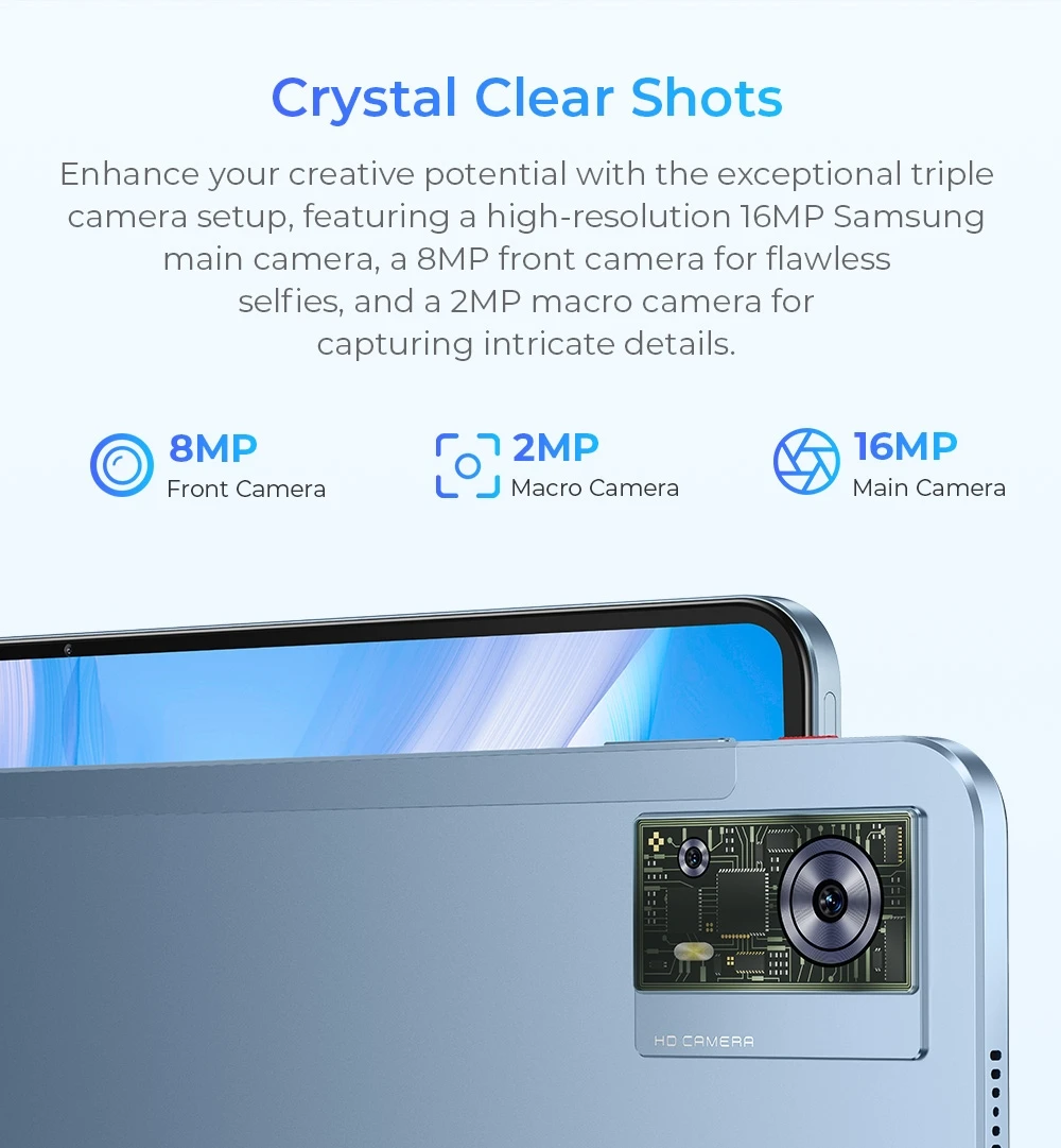 OUKITEL OT5 12-Inch Tablet, Android 13, 2000x1200 IPS Screen, MediaTek Helio G99, 12GB RAM 256GB ROM, 11000mAh Battery, Support Dual SIM Card, GPS/GLONASS/BDS/Galileo, 8MP Front Camera+16MP Main Camera+2MP Macro Camera, Bluetooth 5.2 - Blue