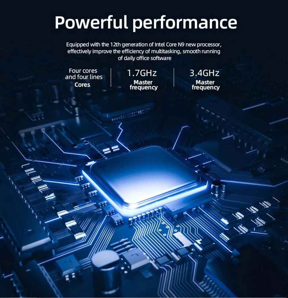 OUVIS GK3 Plus Mini PC, Intel Alder Lake N95 Quad Core up to 3.4GHz, 16GB DDR4 512GB SSD, 2xHDMI VGA 4K@60Hz Triple Display, 2xUSB2.0 2xUSB3.0 1000Mbps LAN, 2.4/5GHz WiFi BT4.2, with VESA - EU