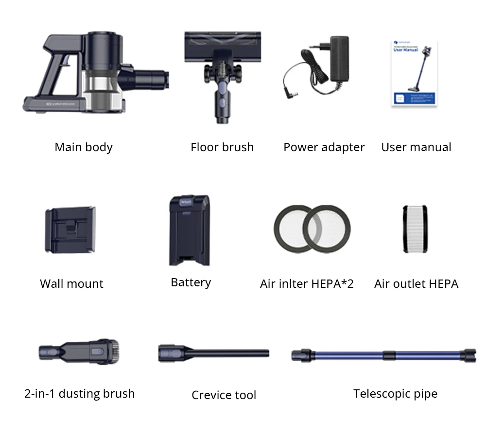 Aspirapolvere senza fili Proscenic P10 Ultra, aspirazione 25KPa, contenitore polvere 600ml, sistema di filtraggio a 5 stadi, batteria staccabile 2200mAh, fino a 45 minuti di autonomia, spazzola flessibile per pavimenti, fari LED