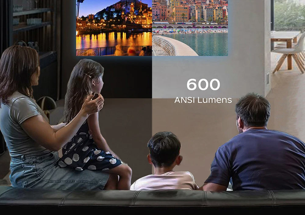 VIVIBRIGHT D5000 Projector, 1080P HD 600 ANSI Lumens Vertical Keystone Correction 10W Speaker
