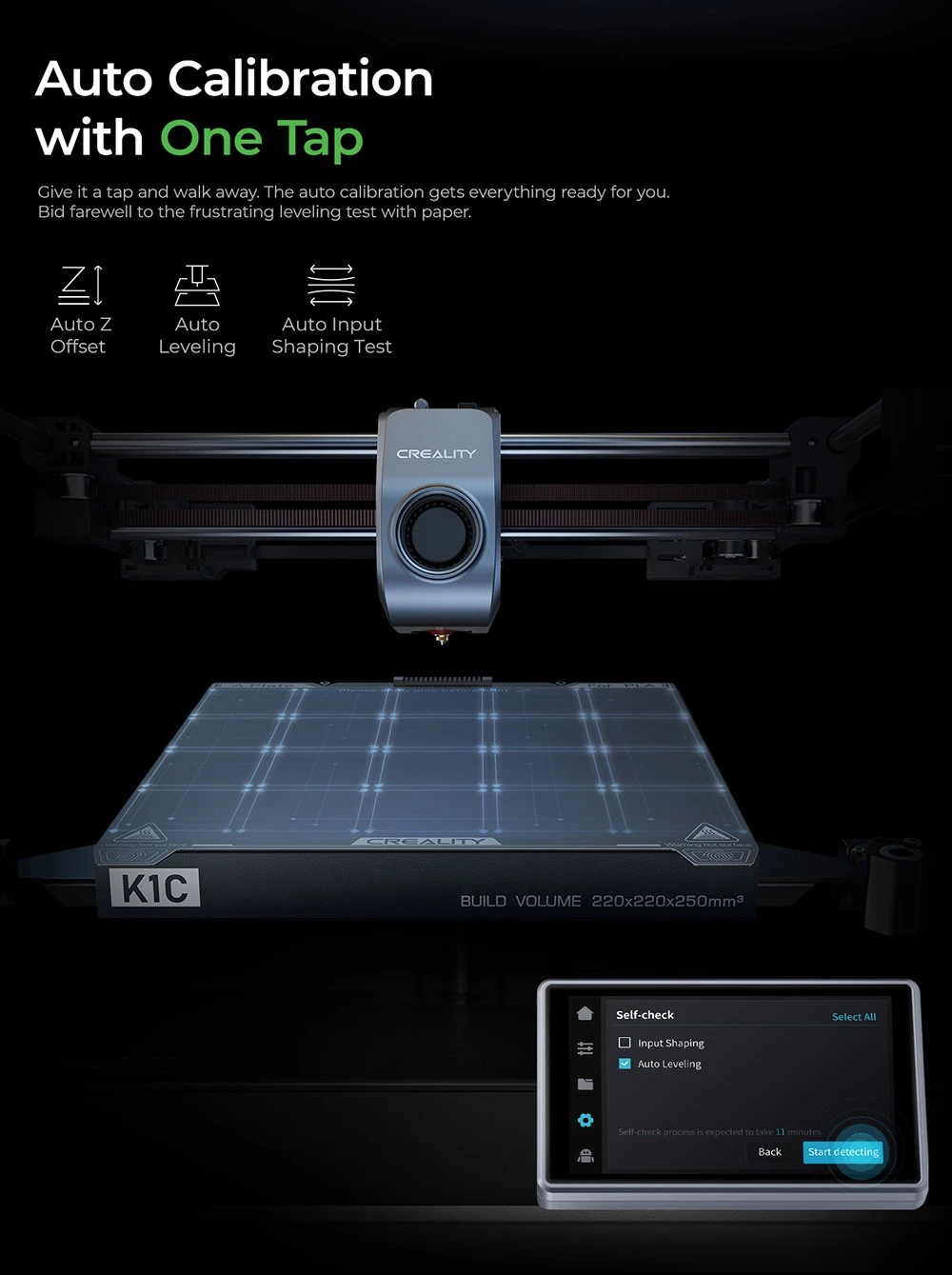 Creality K1C 3D Yazıcı, 600 mm/s Maksimum Hız, AI Kamera, Hızlı Değiştirilebilir Nozul, Tamamı Metal Ekstruder, Karbon Fiber Baskılar, Hava Filtresi ve Sessiz Mod