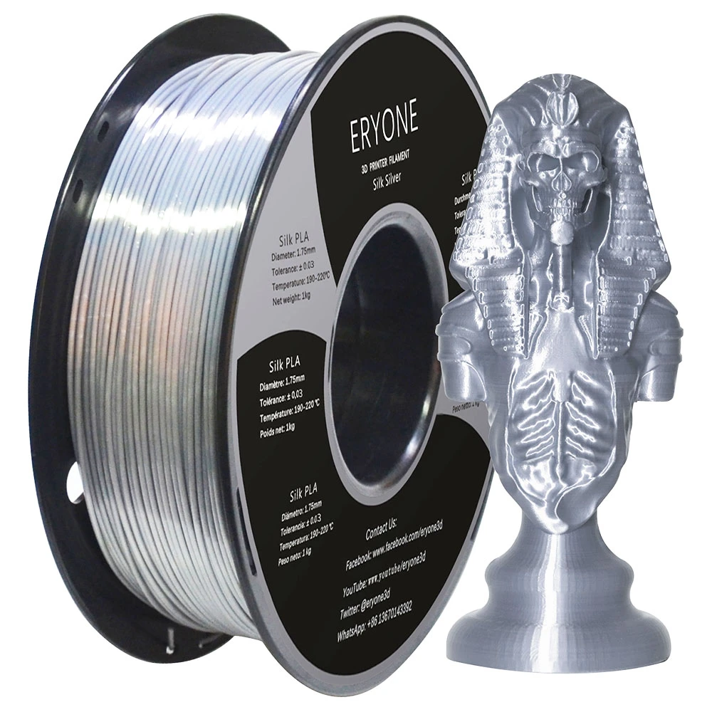 6kg ERYONE Silk PLA Filaments - (2kg Silver + 2kg Red Copper + 2kg Dark Green)