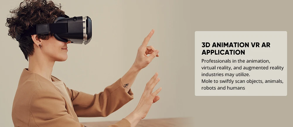 3DMakerpro Mole 3D Scanner Luxury Edition, 0.05mm Accuracy, 0.1mm Resolution, 10fps Frame Rate, Visual Tracking, Facial Scanning, Anti-Shake, 200x100mm Single Capture Range, with Turntable and Color Kit