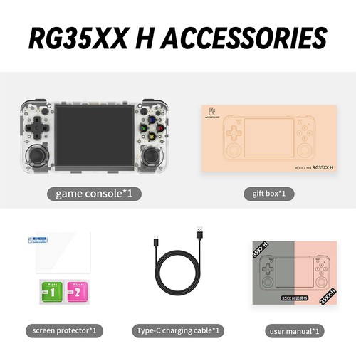 ANBERNIC RG35XX H Game Console 64GB TF Card 5000+ Games - White