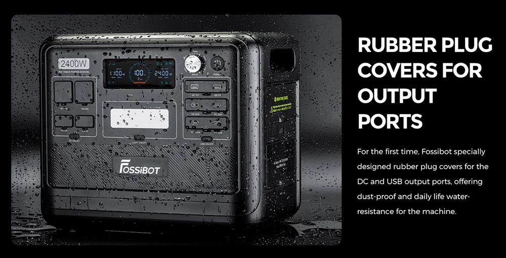 FOSSiBOT F2400 Portable Power Station + FOSSiBOT SP200 18V 200W Foldable Solar Panel, 2048Wh/640000mAh LiFePO4 Battery, 2400W(4600W Peak) Solar Generator, 3xAC RV Car USB Type-C QC3.0 PD DC5521 Pure Sine Wave Full Outlets, 1.5 Hours Fast Charging