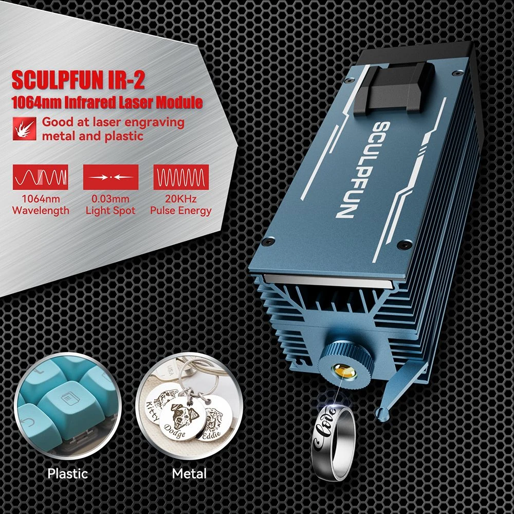 SCULPFUN IR-2 2W Infrared Laser Module, 1064nm Wavelength, 0.03mm Laser Spot, for S9 / S10 / S30 Series / S30 Ultra Series / SF-A9