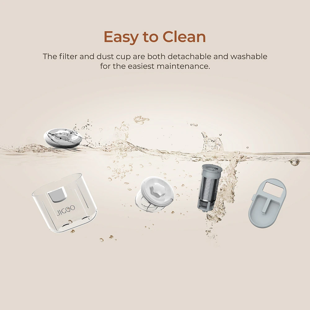 JIGOO T600 Dual-Cup Smart Mite Cleaner Bed Vacuum Cleaner with Aroma-Diffuser System, 700W 15KPa Suction, Dust Mite Sensor, UV Light, Ultrasonic Tech, 99.99% Mites Removal, EU Plug - White