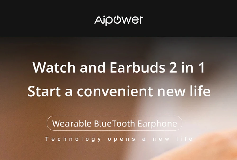 Aipower W28 3-in-1 Smartwatch with Wireless Earbuds MP3 Player - Black