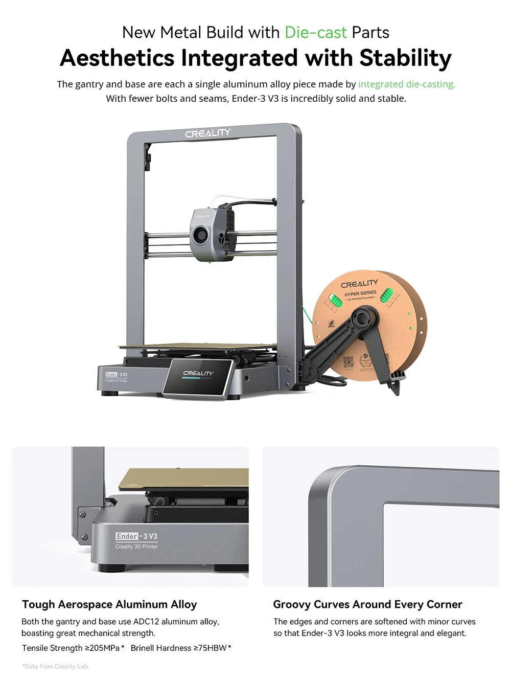 Creality Ender-3 V3 3D Printer, Auto-Leveling, 600mm/s Max Printing Speed, 0.2mm Printing Accuracy, Dual-Gear Direct Extruder, Input Shaping, Color Touch Screen, WiFi Connection, 220x220x250mm
