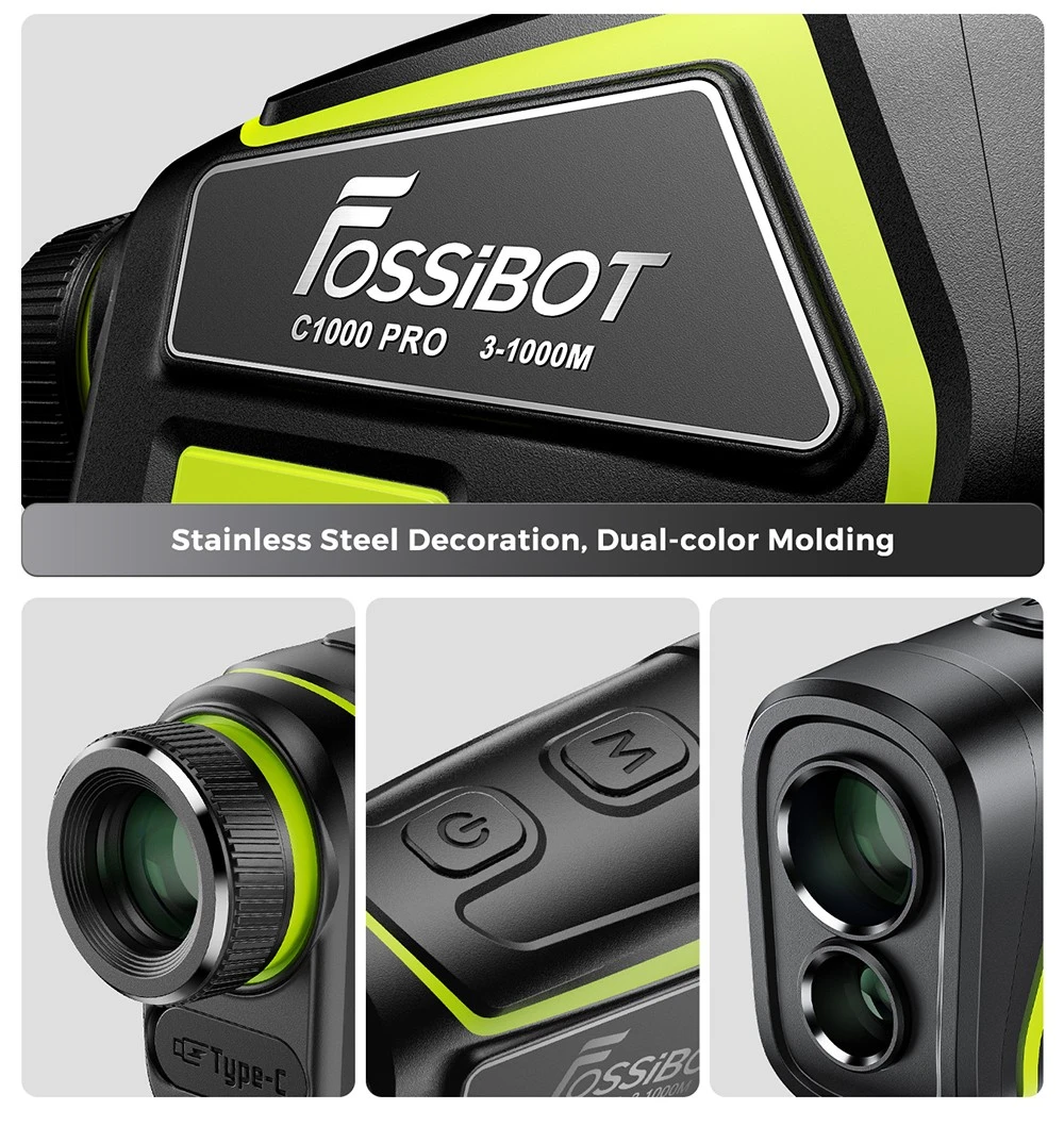 FOSSiBOT C1000 Pro Golf Rangefinder, Green & Red OLED Display, 0.06s Measure Speed, 1000m Measurement Range, IP54 Waterproof