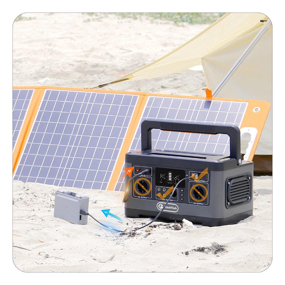 Flashfish P63 Portable Power Station, 520Wh/140400mAh Lithium Battery Solar Generator, 500W AC Output, 5xDC Ouputs, 4xUSB Outputs