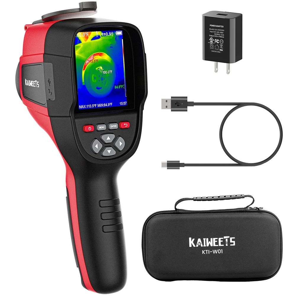 KAIWEETS KTI-W01 Thermal Imaging Camera, 256x192 IR Resolution, -4°F to 1022°F, 3500mAh Battery, IP54 Waterproof, 32GB Micro SD Card
