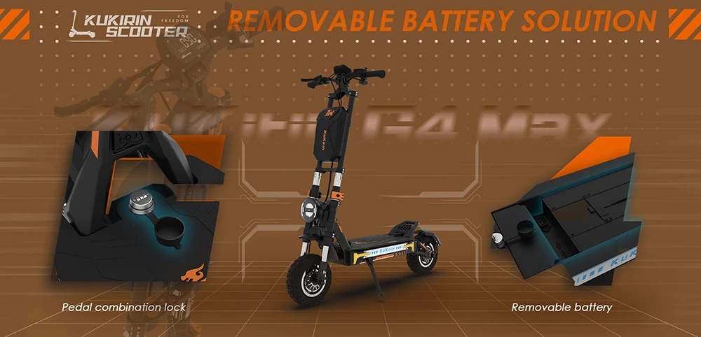 KuKirin G4 Max Off-Road Electric Scooter, 2*1600W Brushless Hub Motor, 12-inch Off-road Pneumatic Tires, 60V 35.2Ah Battery, 95km Max Range, 86km/h Max Speed, Front & Rear Piston Oil Brake, IP54 Waterproof