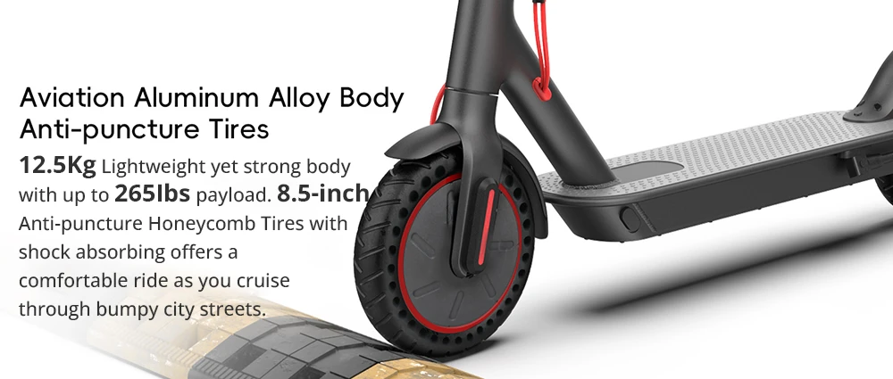 NOVAMILE N20 Electric Scooter 350W Motor 36V 10Ah Battery, 25km/h Max Speed, Dual Disc Brakes, 265lbs Payload, 8.5