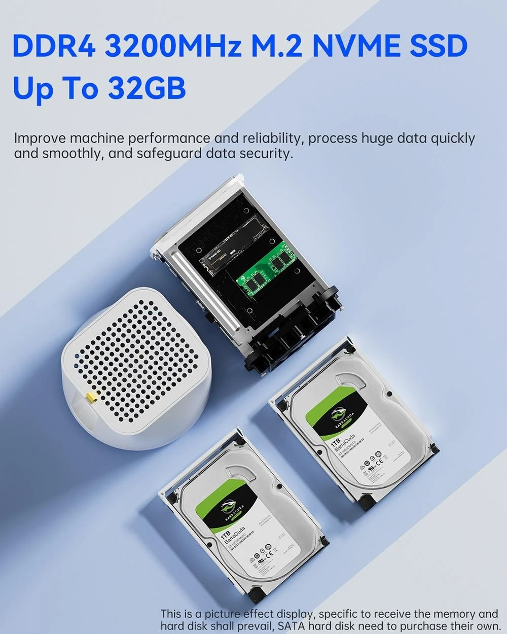 T-BAO R1 Mini-PC-NAS-Router, Intel N100 4-Core 3.4 GHz Prozessor, 16 GB DDR4 RAM 512 GB SSD, HDMI+DP+Typ-C Triple 4K Display, WiFi 6 Bluetooth 5.2, Dual LAN 2.5 Gbit/s Ports, 2*USB3.0. 2 2.0*USB1 3.5*1-mm-Audiobuchse XNUMX*TF-Kartensteckplatz, Doppellüfterkühlung – EU-Stecker