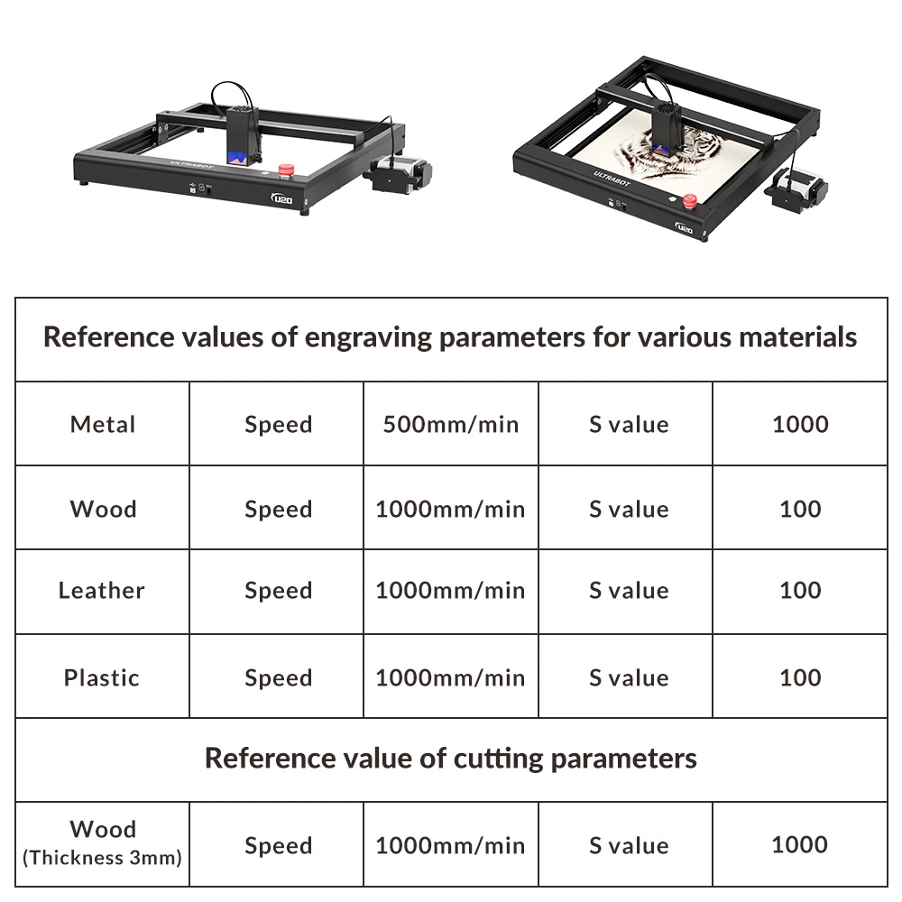 TRONXY Ultrabot U20 20W Laser Engraver, Protective Cover, Air Assist Pump, 360° Rotating Roller, 0.15mm Accuracy, 420x400x60mm - EU Plug