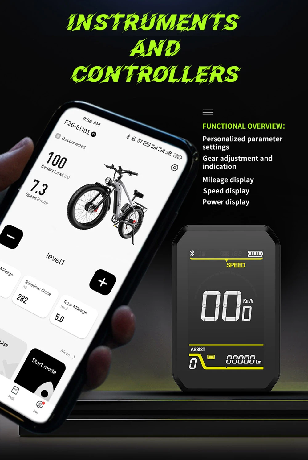 DUOTTS F26 Electric Mountain Bike 750W*2 Dual Motors 48V 20Ah Battery 26*4.0 Inch Fat Tires 55Km/h Max Speed 55 Degree Climbing Smart Color Display Dual Disc Brakes Front Shock Absorption 150KG Max Load 100KM Range - Silver