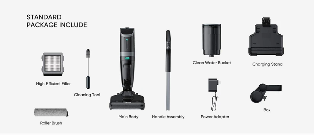 Tesvor R5 Pro Cordless Wet Dry Vacuum Cleaner, 13000Pa Suction, Self-Cleaning, 900ml Water Tank, Smart Dirt Sensor, 45min Max Runtime, 3800mAh Battery, Voice Control, LED Display