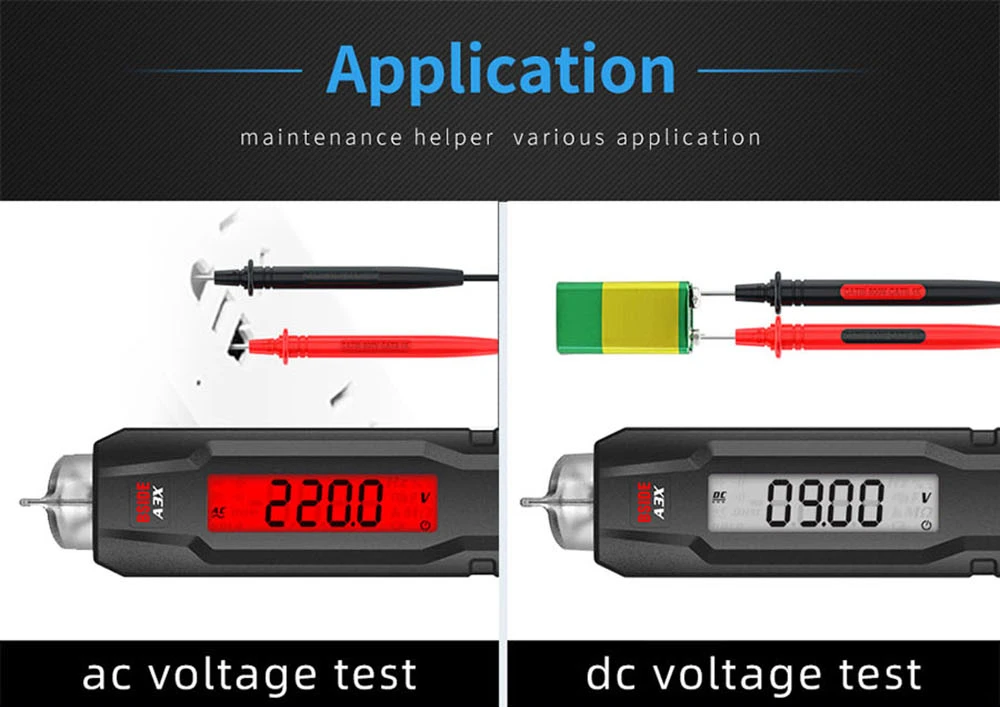 BSIDE A3X Voltage Tester Detector, Capacitance Diode, Non-Contact AC Sensor, Pen Type, Live Wire Check, Breakpoint Locate V-Alert Tester - with Storage Bag