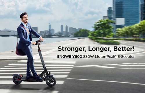 ENGWE Y600 Electric Scooter, 600W Motor, 48V 18.2Ah Battery, 10*4-inch Fat Tires, 25km/h Max Speed, 70km Range, Mechanical Disc Brake, Detachable Seat