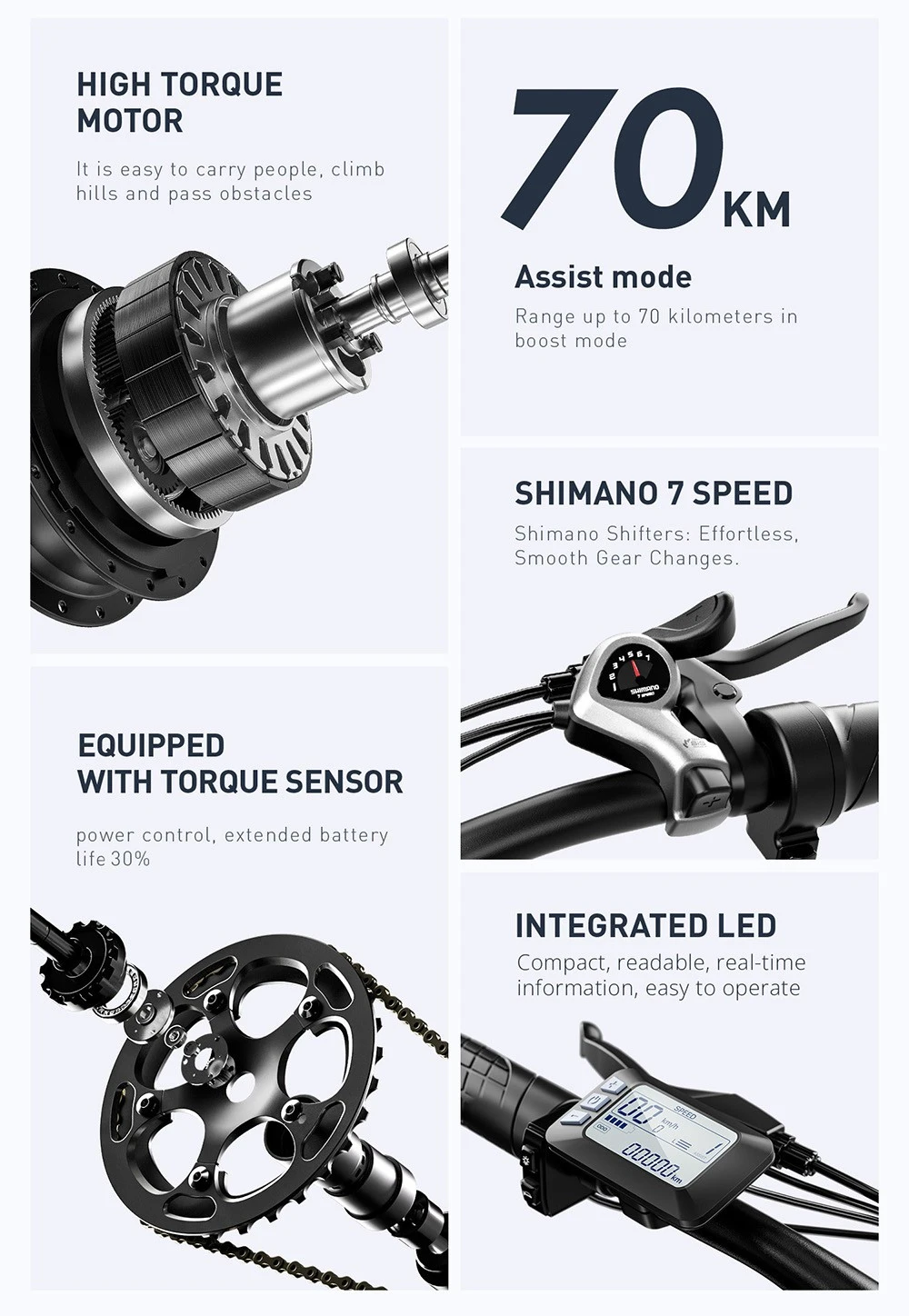 GUNAI GN27 Electric Bike, 750W Motor, 48V 10.4Ah Battery, Torque Sensor, 27.5-inch Tires, 35km/h Max Speed, 70km Max Range, Shimano 7-speed, Disc Brake