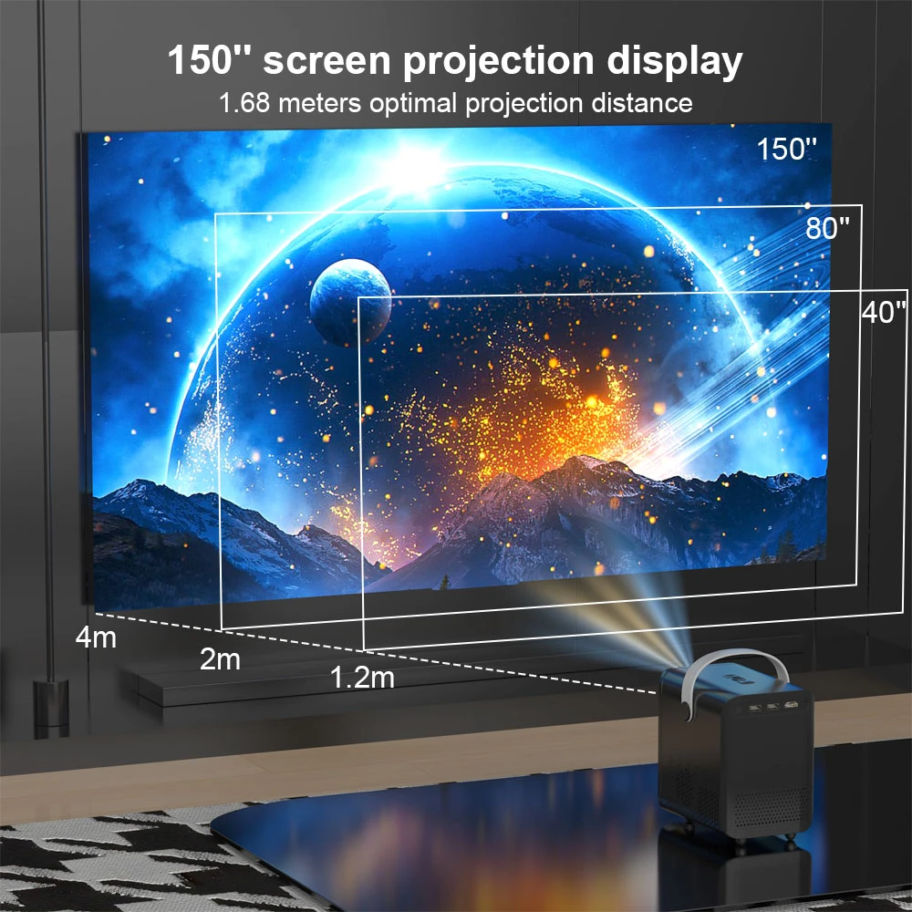 GXMO P10 LCD Projector, 300ANSI 1280*720P, 2.4/5G WiFi, Android 10, Motorized Semi-auto Focus, Keystone Correction - EU Plug