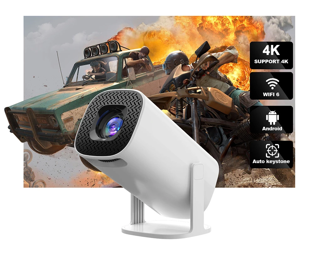 GXMO P30 Portable Projector, 180° Flip, 150 ANSI, 1280*720P, Keystone Correction, Android 11, WiFi 6 - US Plug