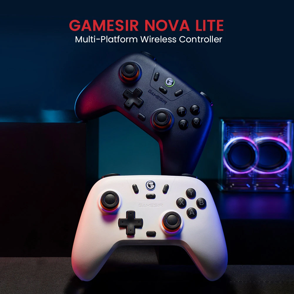 GameSir Nova Lite Multi-platform Wireless Game Controller, Tri-mode Connection Gamepad for PC, Steam, Android, iOS and Switch - Black