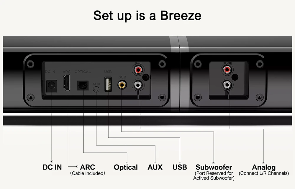Barre de son amovible Ultimea Apollo S50 4.1 canaux avec caisson de basses, Bluetooth 5.3, niveau de basses réglable, 3 modes d'égalisation