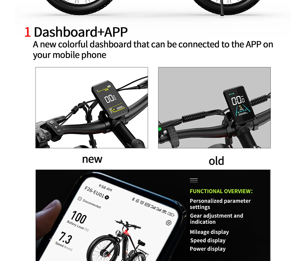 DUOTTS F26 Mountain Bike Elettrica 750W*2 Doppi Motori Batteria Samsung 48V 20Ah Pneumatici Fat 26*4.0 Pollici Velocità Massima 55Km/h Salita a 55 Gradi Display a Colori Intelligente APP Doppi Freni a Disco Carico Massimo 150KG Autonomia 100KM - Nero