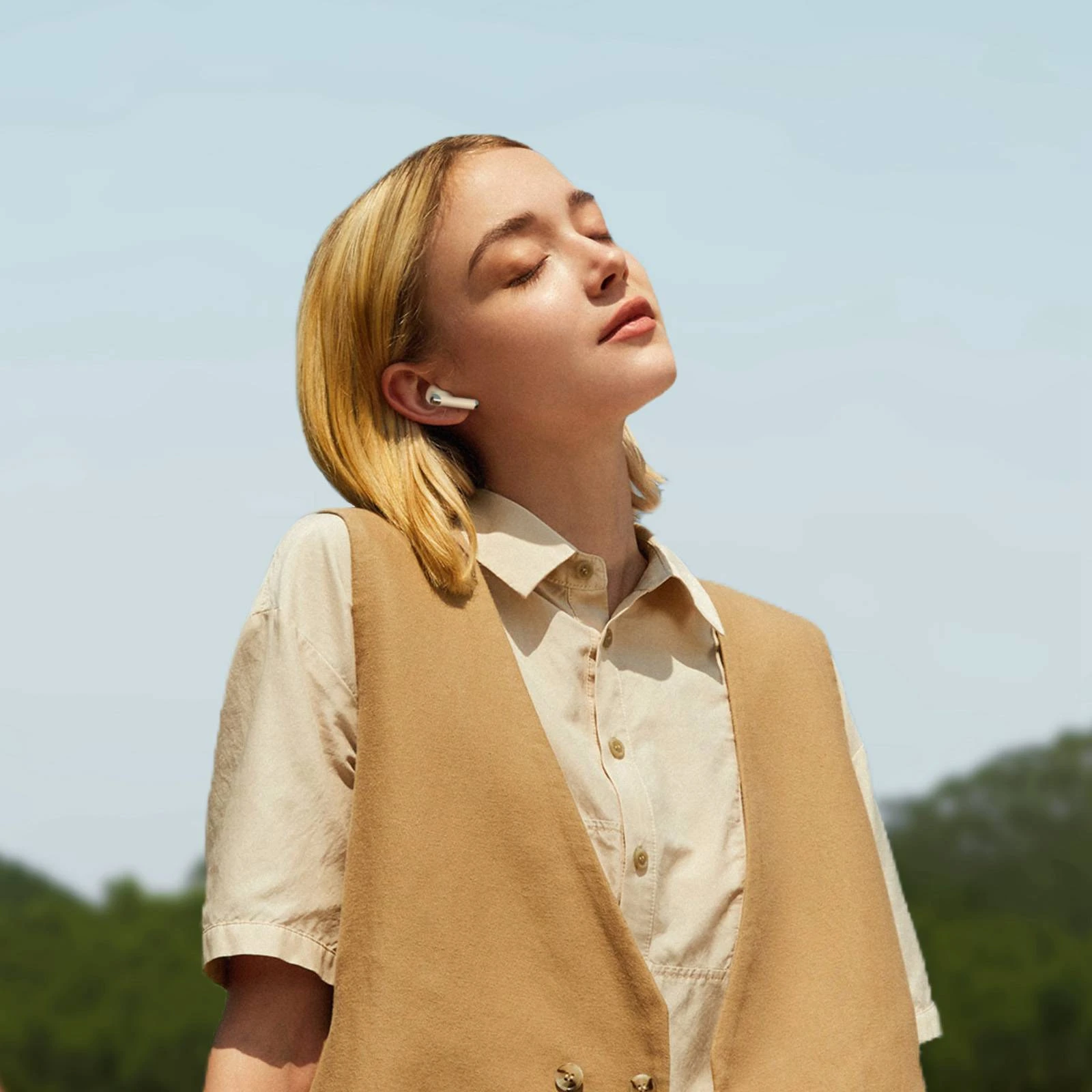 Căști Tronsmart Sounfii R4 TWS ENC Call Noise Reduction - Bej