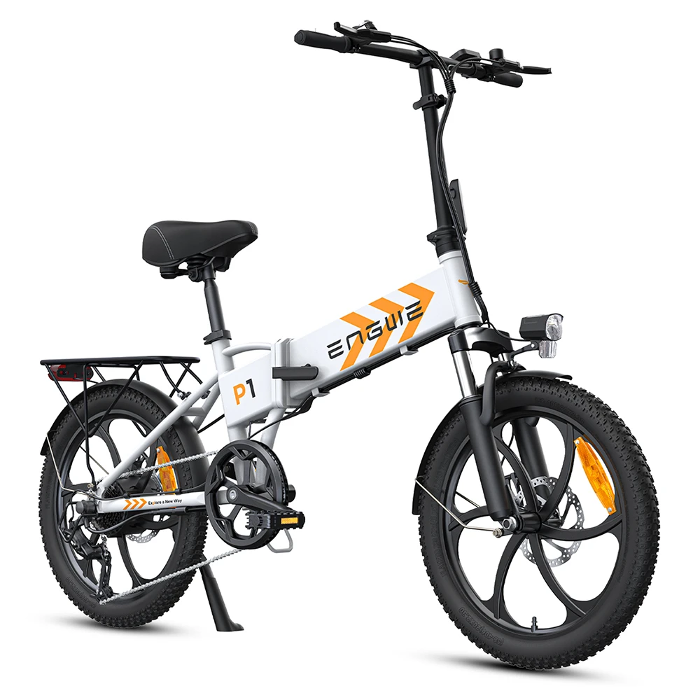 ENGWE P1 20*1.95 inch Folding Electric Bike, 250W Motor 36V 12.5Ah Battery 25km/h Max Speed, Dual Disc Brake IPX5 Waterproof  - White