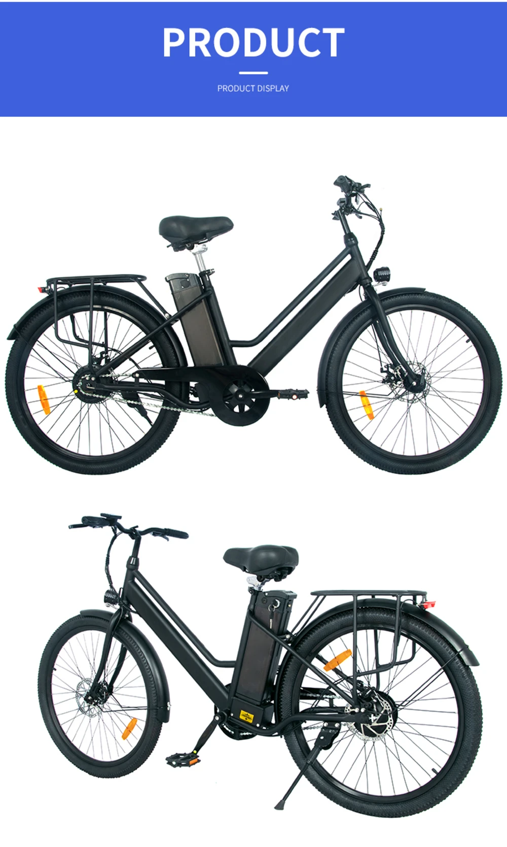 ONESPORT BK8 26 inch Electric Bike 36V 10.4Ah Battery 350W Motor 25km/h 50KM Max Mileage 120KG Max Load Disc Brake - Black