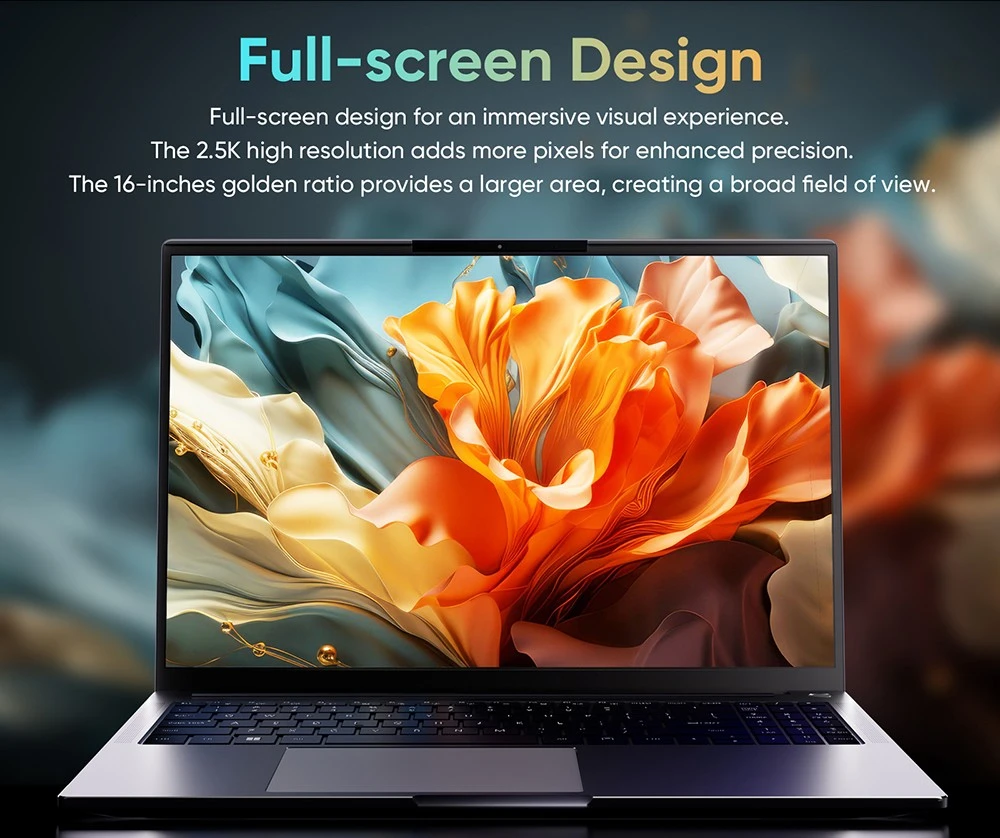 N-one NBook Ultra 16-inch Laptop, 2560*1600 165Hz Screen, AMD Ryzen R7 8845HS 8 Cores Up to 5.10GHz, 32GB RAM 1TB SSD, WiFi 6 Bluetooth 5.2, 2*Full Function Type-C 2*USB 3.1 1*HDMI 1*2-in-1 Headphone Jack, Full-size Keyboard, 100W PD Power Delivery