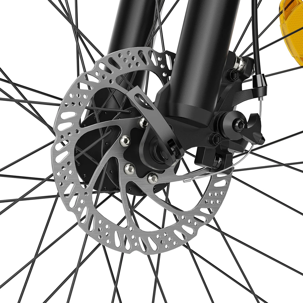 Vélo VTT électrique tout-terrain Touroll U1 26 pouces avec moteur 250 W, batterie amovible 36 V 13 Ah, autonomie maximale de 65 km, transmission Shimano 21 vitesses, frein à disque Shimano 21 vitesses, étanchéité IPX4 - Noir