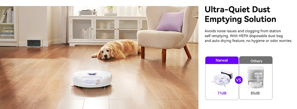 (Free Gift) Narwal Freo X Plus Robot Vacuum Cleaner and Mop Built-in Dust Emptying, Strong 7800Pa Suction Power, Zero-Tangling Floating Brush, Tri-Laser Obstacle Avoidance, Alexa/Google Assistant/APP Control, Ideal for Pet Hair Hard Floor, Wood Floor