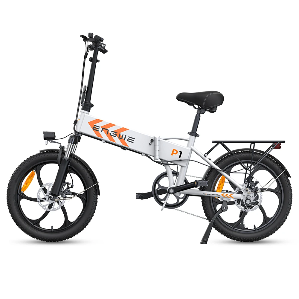 ENGWE P1 20*1.95 inch Folding Electric Bike, 250W Motor 36V 12.5Ah Battery 25km/h Max Speed, Dual Disc Brake IPX5 Waterproof  - White